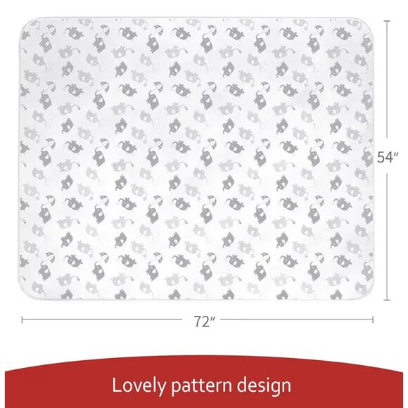 Large Splat Mat 54x72” Waterproof Non Slip Washable Baby Floor Mat Elephant - Picture 2 of 6